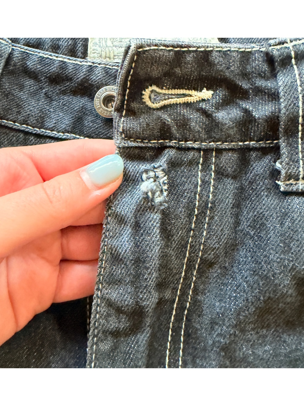 Black dime jeans w contrast stitching - Picture 3 of 6